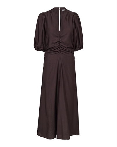 Co' Couture - HeraCC Puff Kjole - Dark Brown 